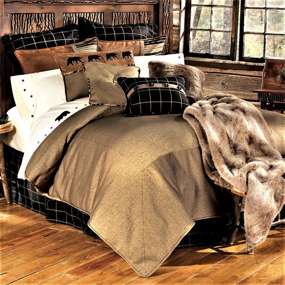 Ashbury Tan Bedding Set, Luxury Cabin Bedding, Queen
