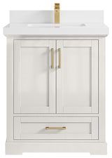 Boston 30" Single Sink Bath Vanity in Alabaster 2" White Quartz