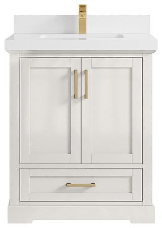 Boston 30" Single Sink Bath Vanity in Alabaster 2" White Quartz