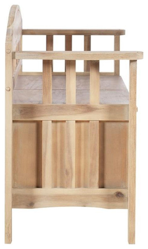 Linon Lottie Entryway Wood Split Seat Storage Bench in Washed Natural
