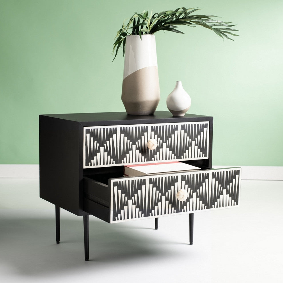 Safavieh Couture Tessie Bone Inlay Nightstand Black