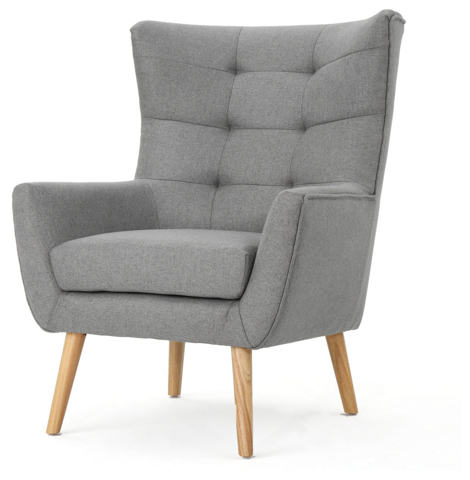 GDF Studio Temescal Mid Century Modern Dark Teal Fabric Club Chair, Gray