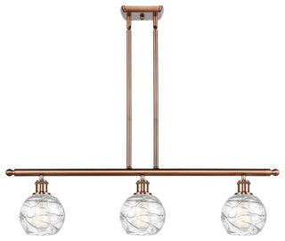 Small Deco Swirl 3-Light Island-Light, Antique Copper, Clear