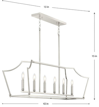Parkhurst Collection Six-Light Brushed Nickel Linear Island Chandelier Light