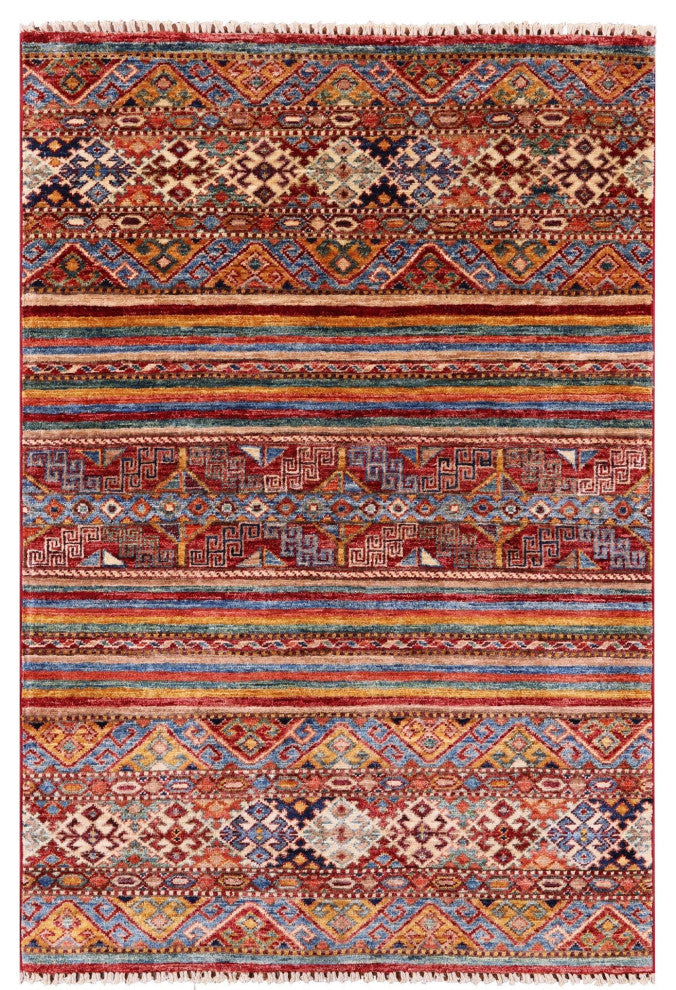 3' 2" X 4' 9" Handmade Khorjin Super Kazak Rug Q10804