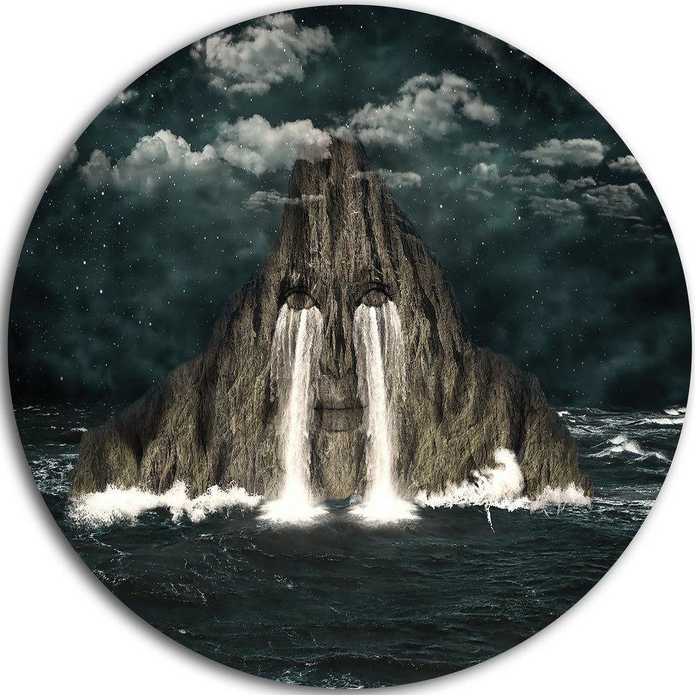 Sea Of Tears, Abstract Digital Art Disc Metal Artwork, 11"