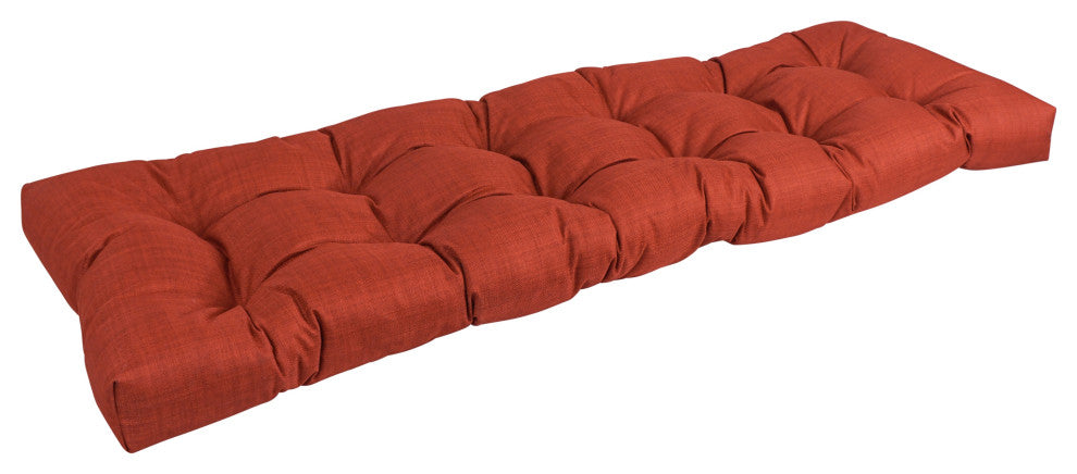 55"X19" Tufted Solid Outdoor Spun Polyester Loveseat Cushion, Cinnamon