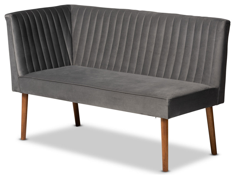Venera Mid-Century Modern Dining Collection, Gray/Walnut Brown, 2-Piece Set