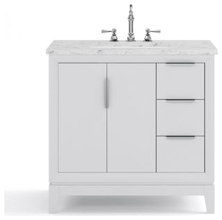 Elizabeth 36" Single Sink Carrara White Marble Vanity, Pure White