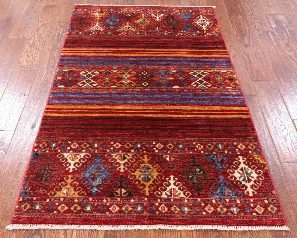 Khorjin Super Kazak Hand Knotted Rug 3' 2" X 5' 3" Q5696
