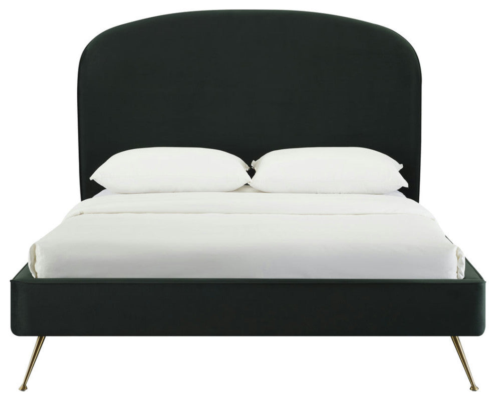 TOV Furniture Vivi Forest Green Velvet Bed in Queen