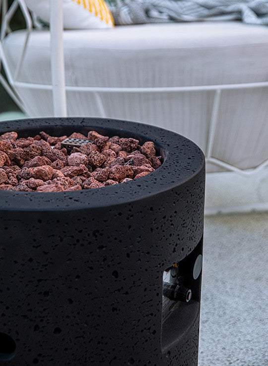 Lava Tube Black Concrete 28" Tall Fire Column by Modeno