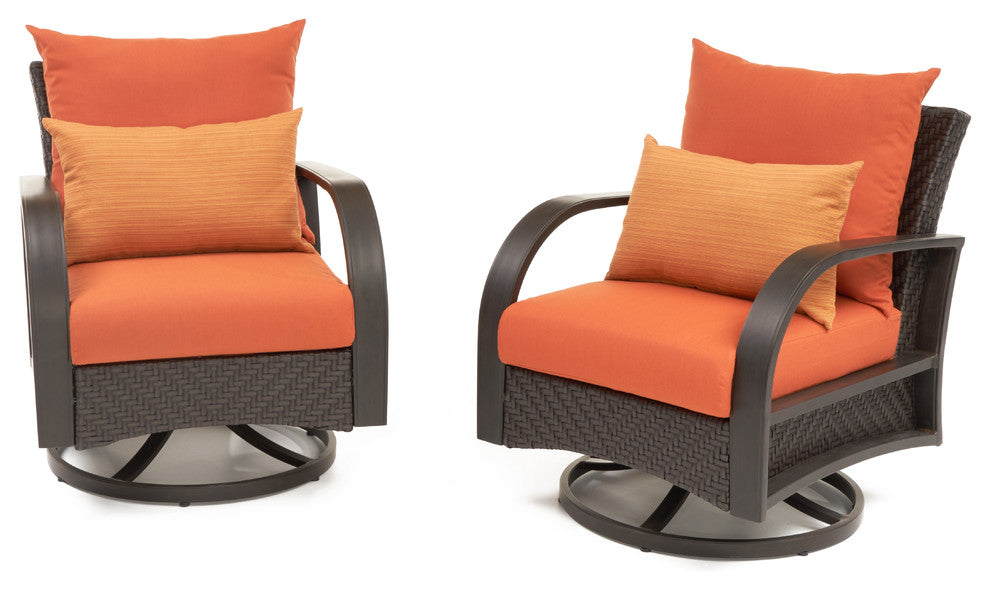 Barcelo 2 Piece Aluminum Outdoor Patio Motion Rotating Club Chairs, Tikka Orange