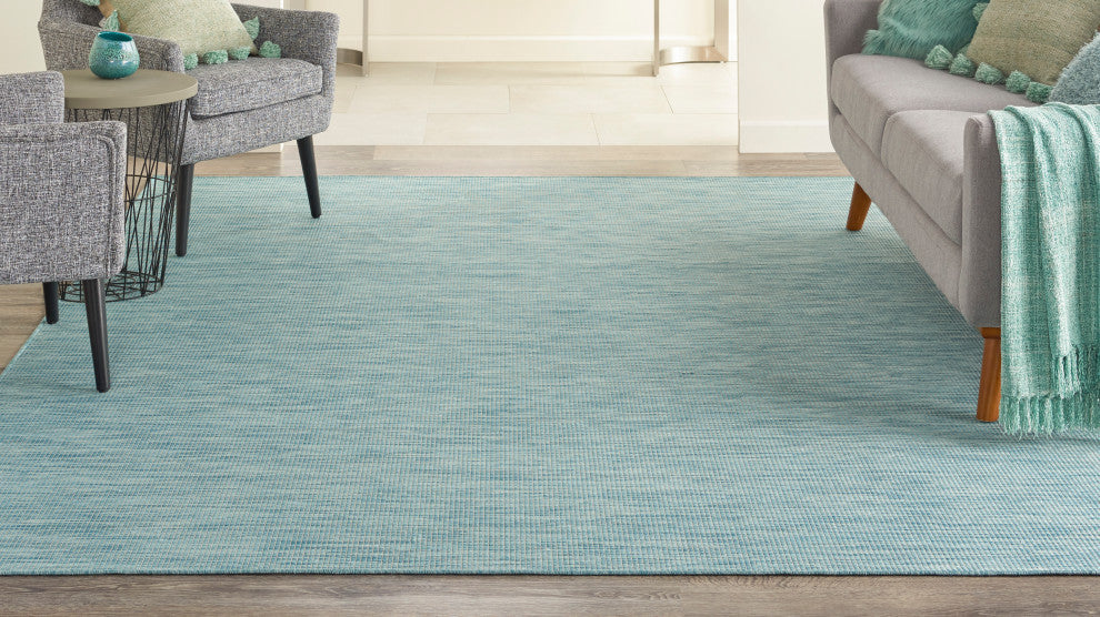 Nourison Positano Contemporary Area Rug, Aqua, 10'x14'