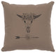 Image Pillow 16x16 Bull and Flowers Cotton Taupe