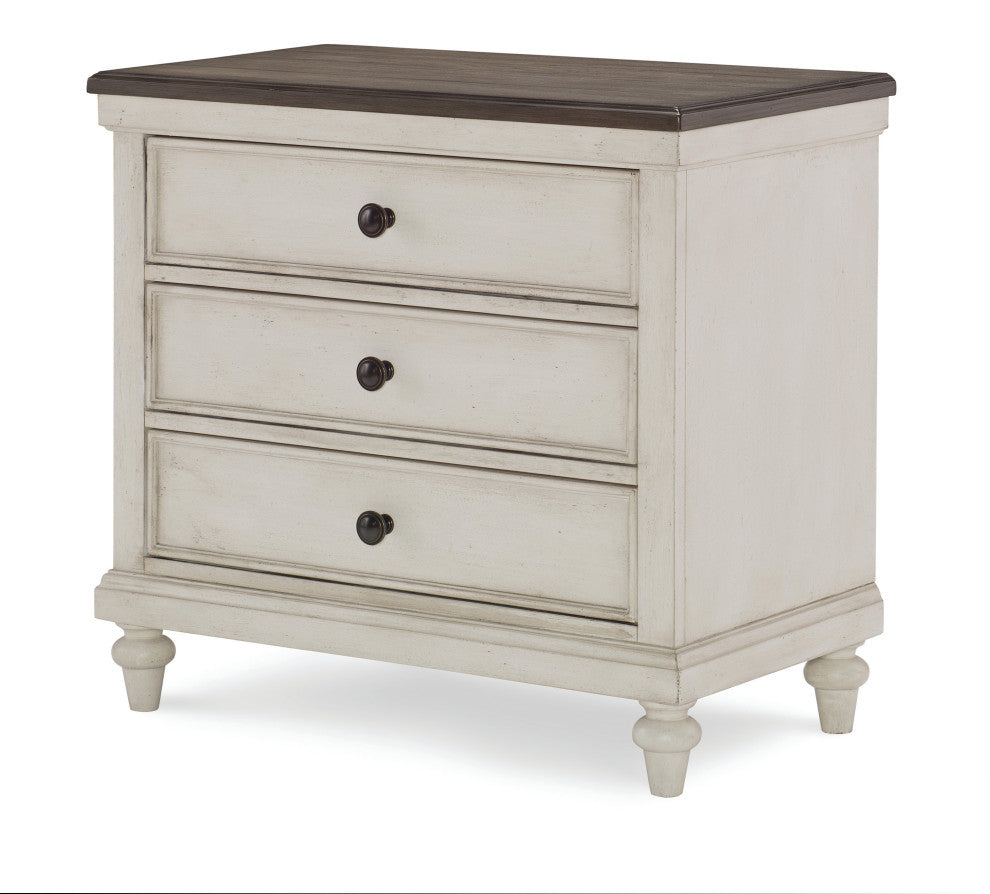 Brookhaven Vintage Linen 3 Drawer Night Stand