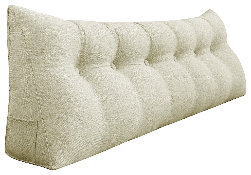 Bed Rest Wedge Pillow, Back Support Lumbar Pillow, Sofa Pillow, Ivory, 71x20x8