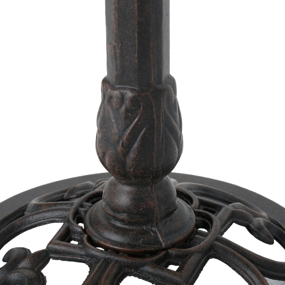 GDF Studio Lancaster Outdoor Bronze Aluminum Top Bird Bath With Iron Base