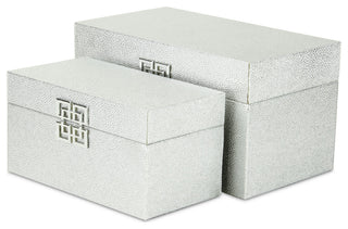 Galena "Double Happiness" Faux Shagreen Box Set, Silver