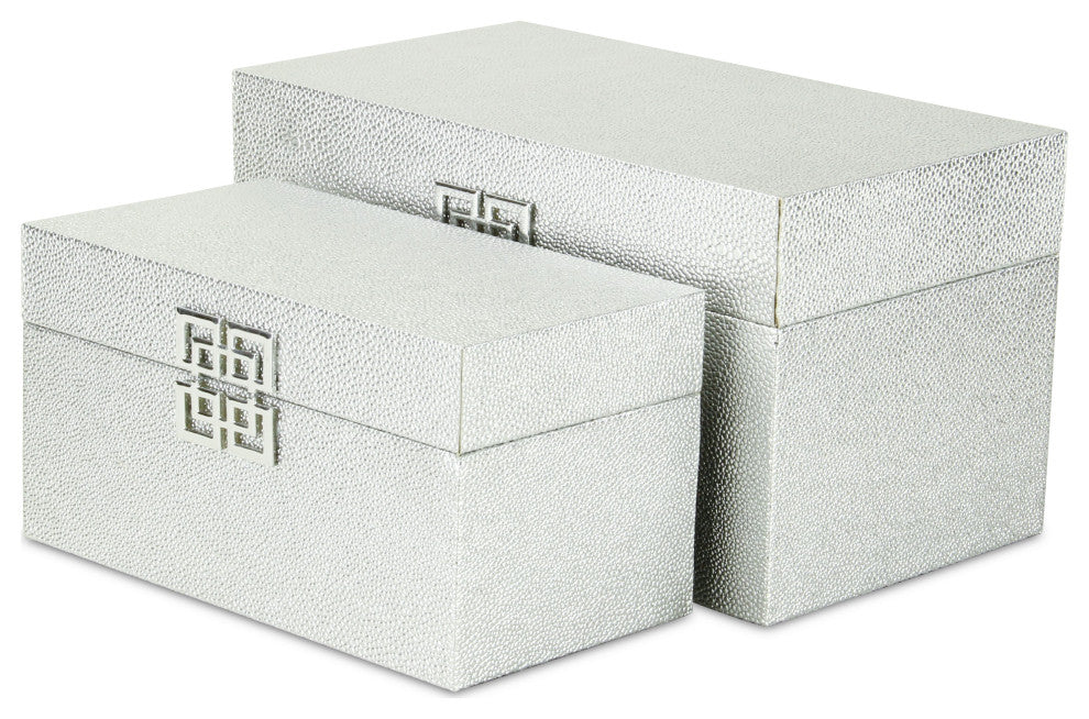 Galena "Double Happiness" Faux Shagreen Box Set, Silver