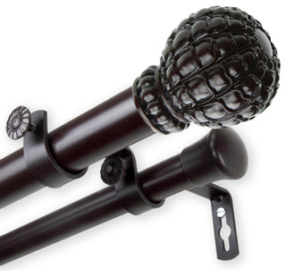 Velia 1" Double Curtain Rod, Mahogany, 66-120"