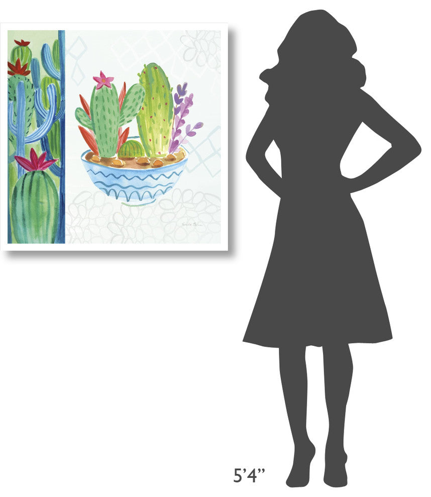 "Cacti Garden II no Birds and Butterflies" Paper Print by Farida Zaman, 32"x32"
