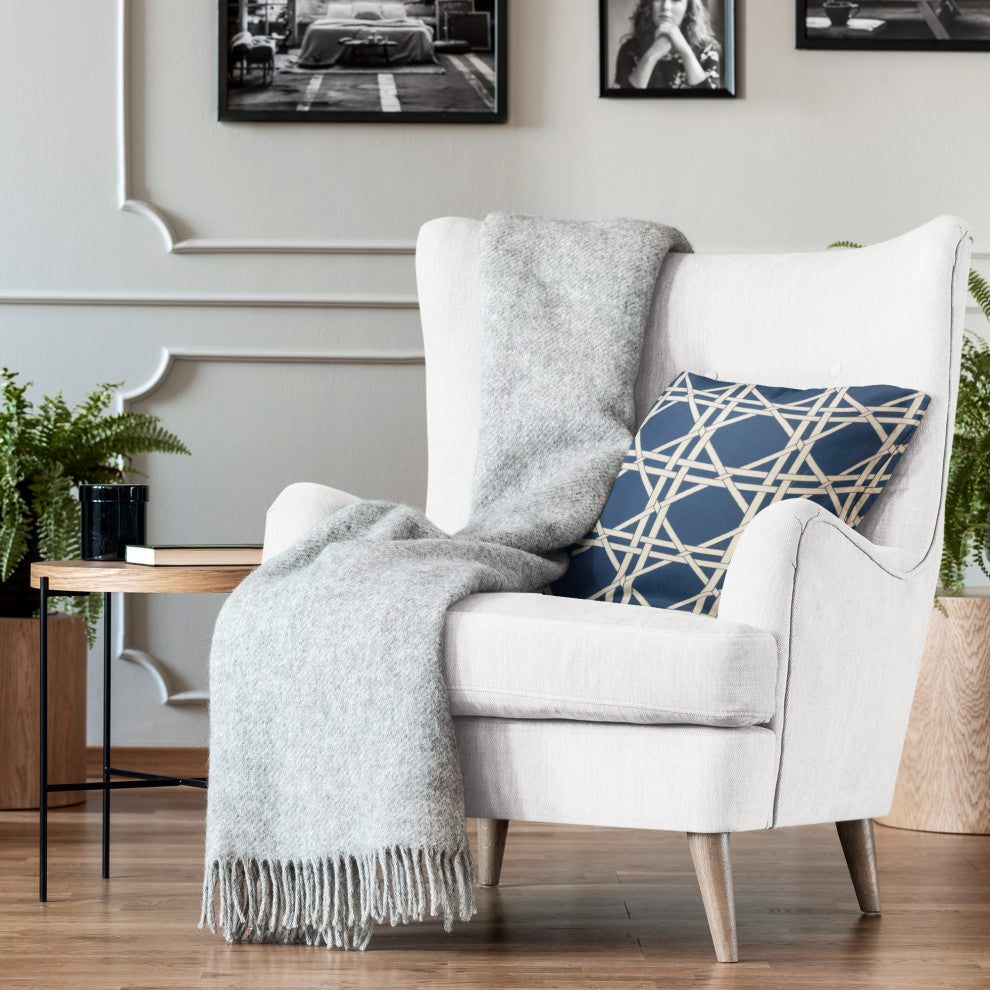 DaVinci Blue and White Luxury Throw Pillow, 12"x20"