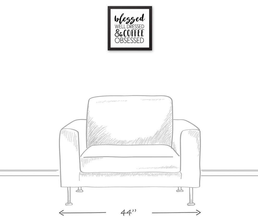 Blessed Well Dressed and Coffee Obsessed 12x12 Black Framed Canvas