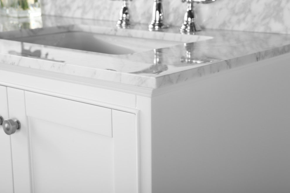 Audrey Vanity Set, White, 66", Brushed Nickle Hardware, No Mirror