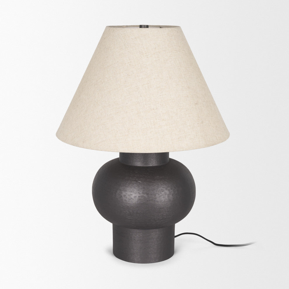 Salaah Black Brushed Metal w/ Beige Shade Table Lamp