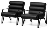 Set of 2 Modern Wavy Leatherette Accent  Chair