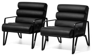 Set of 2 Modern Wavy Leatherette Accent  Chair