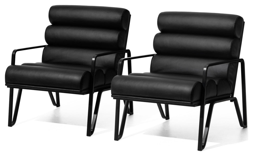 Set of 2 Modern Wavy Leatherette Accent  Chair