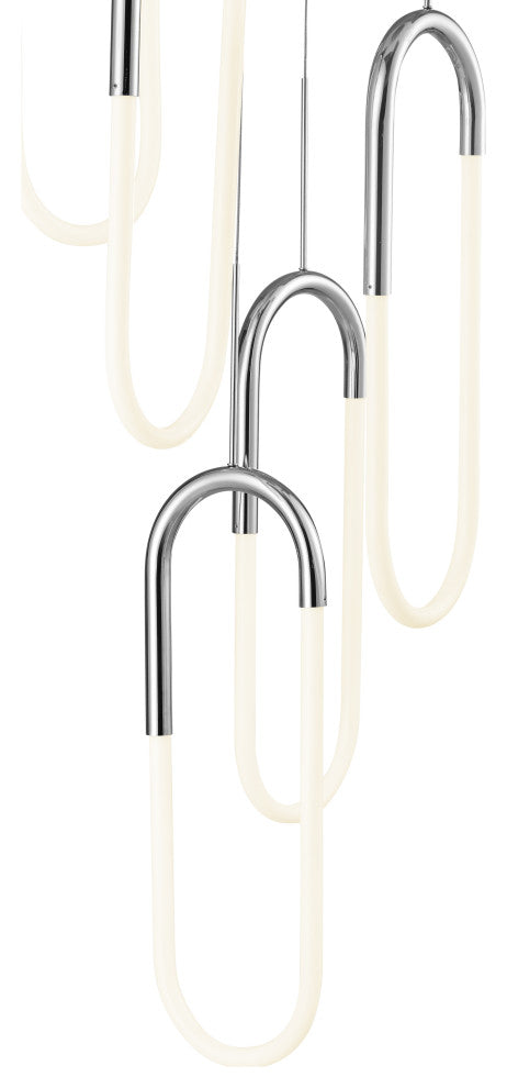 Five Clips Dimmable Integrated LED Chandelier, Chrome, Without Smart Dimmer