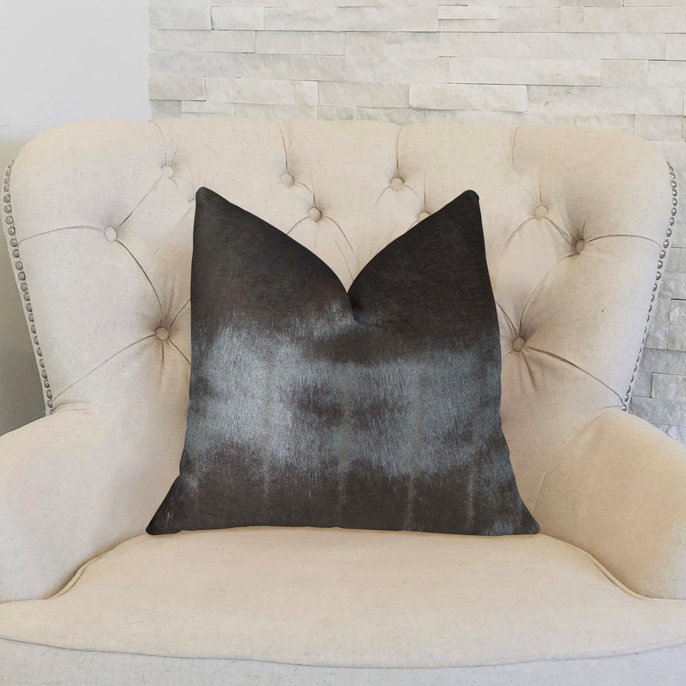 Silky Brown Mik Dark Brown Handmade Luxury Pillow, 18"x18"