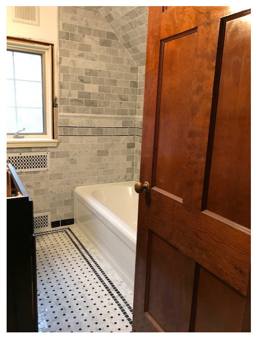 Carrara White Venato Marble Pinwheel Windmill Mosaic Tile Polished, 1 sheet