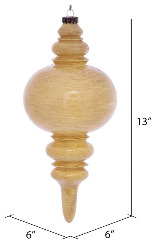 Vickerman Mc197590 13" Tan Wood Grain Finial Ornament