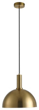 1-Light Pendant Single Dome Hanging Light Brass, Brass