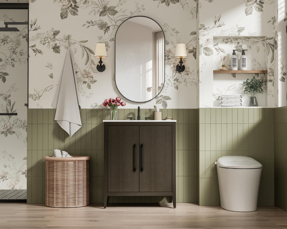 Home Living 30" Single Bathroom Vanity, Mocha Brown