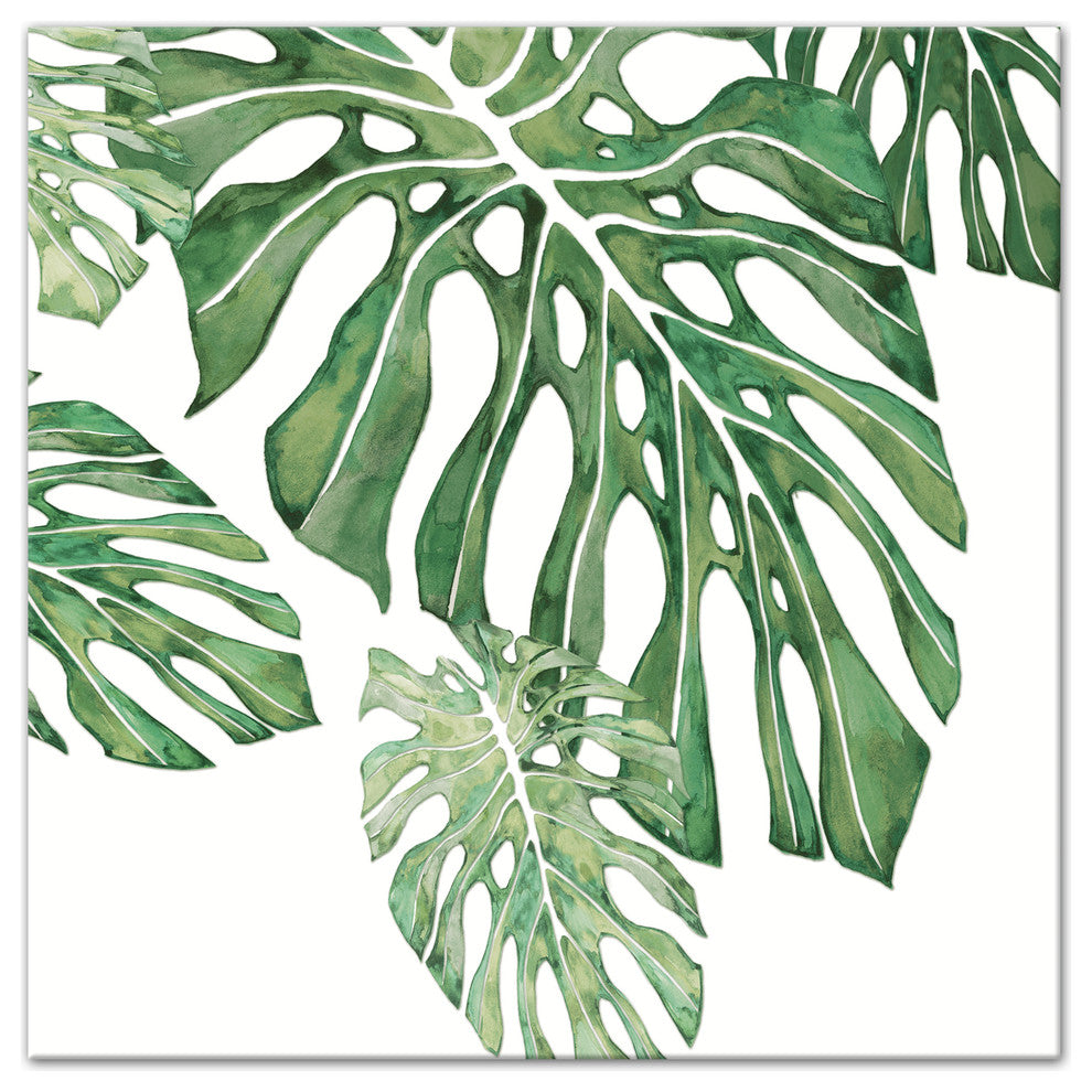 Green Tropical Leaves 12x12 Canvas Wall Art