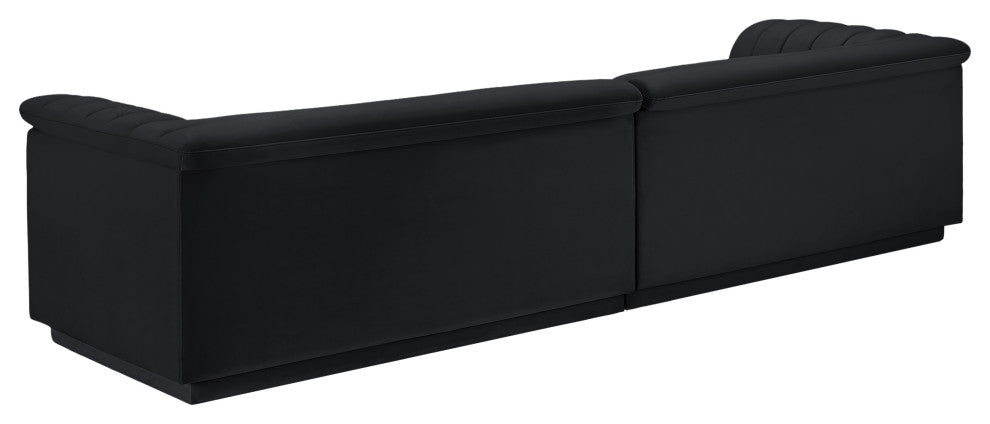 Cascade Upholstered Modular Sofa, Black, Velvet, Straight Sofa