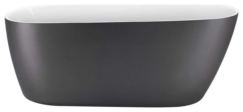 59" Acrylic Single Slipper Flatbottom Non-Whirlpool Bathtub, Gray
