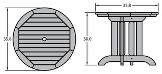 Round Dining Table, 36", Harbor Gray