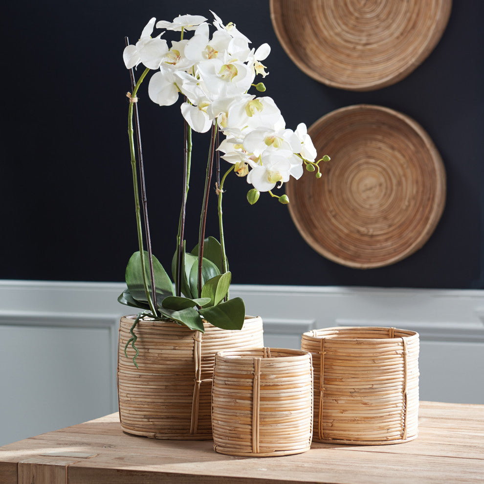 Cane Rattan Mini Round Baskets, Set of 3