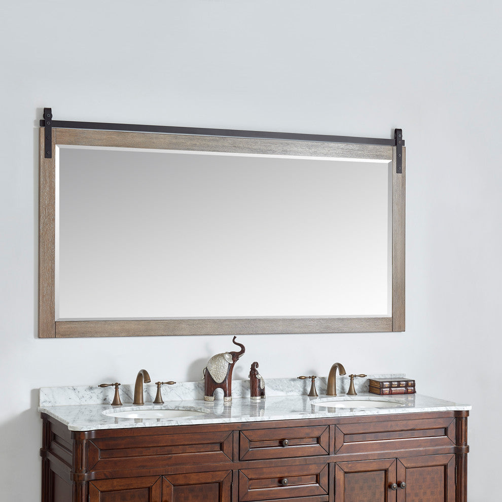 Cortes Rectangular Wall Mount Mirror, Classical Grey, 72"