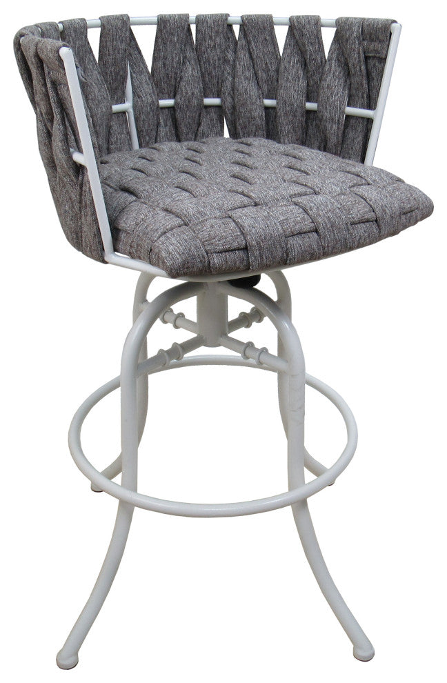 Metalona Swivel Tilt Bar Stool, Mojave Gray, White, 30"