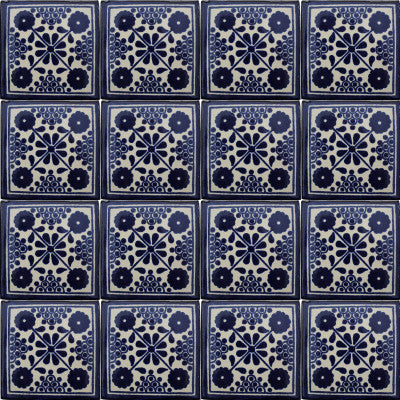 4.2x4.2 9 pcs Blue Damasco Talavera Mexican Tile