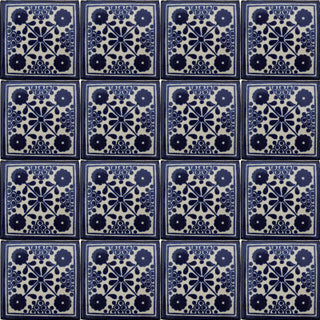 4.2x4.2 9 pcs Blue Damasco Talavera Mexican Tile