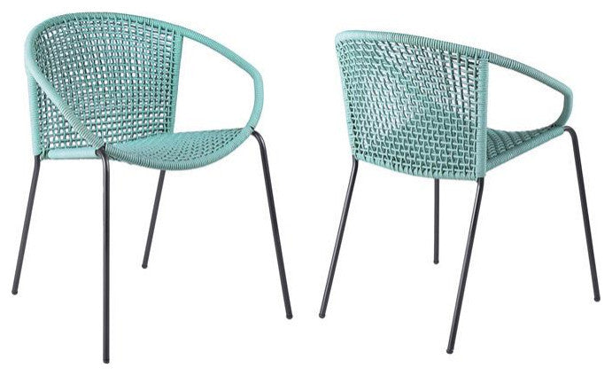 Snack Indoor Outdoor Stackable Steel Dining Chair, Set of 2, Wasbi