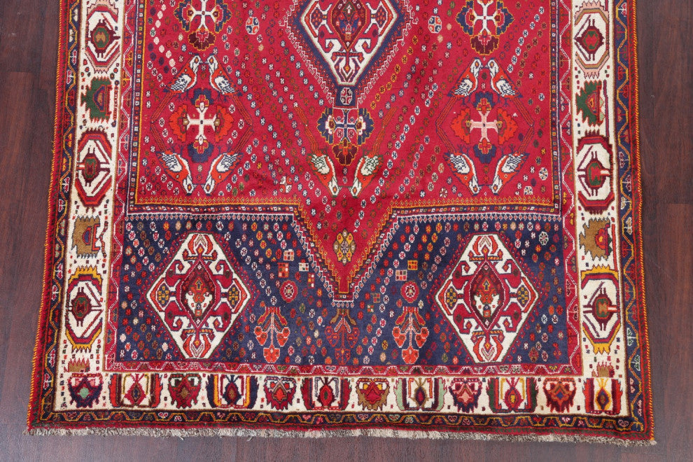 Consigned, Persian Medallion Hand Made Oriental Vintage Area Rug, Red, 6 X 9 Ft.